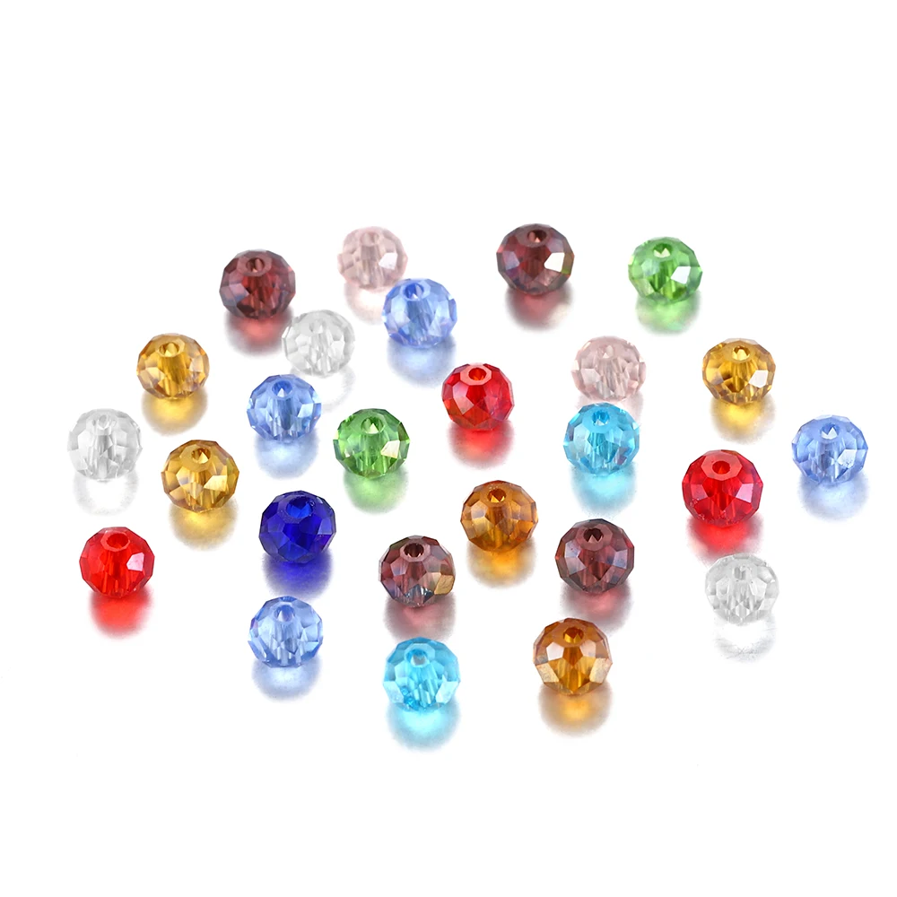 70-300 pcs/lot 3 4 6 8mm translucide coloré verre à facettes cristal perles d'espacement pour bracelet à bricoler soi-même boucle d'oreille fournitures de fabrication de bijoux