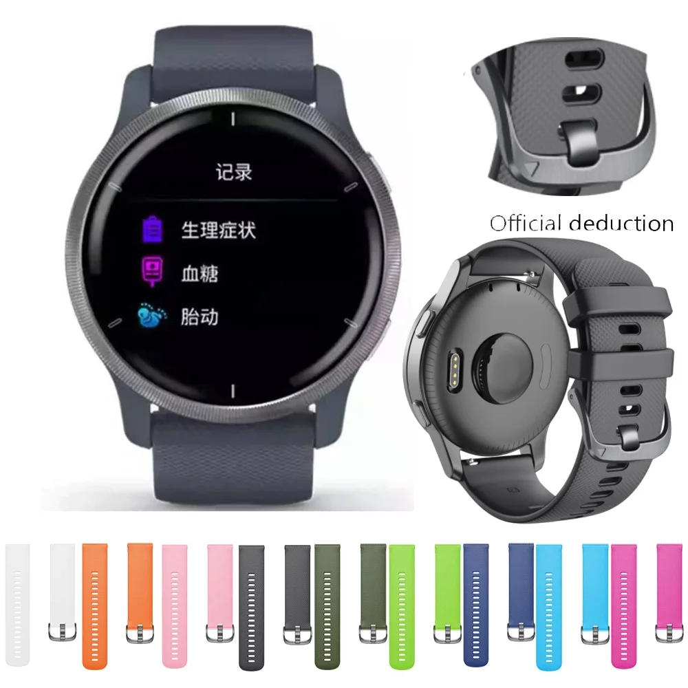 22Mm Chính Thức Ban Đầu Dây Đeo Đồng Hồ Cho Garmin Venu2/Venu 2 /Vivoactive 4/Hoạt Động Dây Đeo Tay Dây Đeo Silicone Dây Đeo Đồng Hồ phụ Kiện