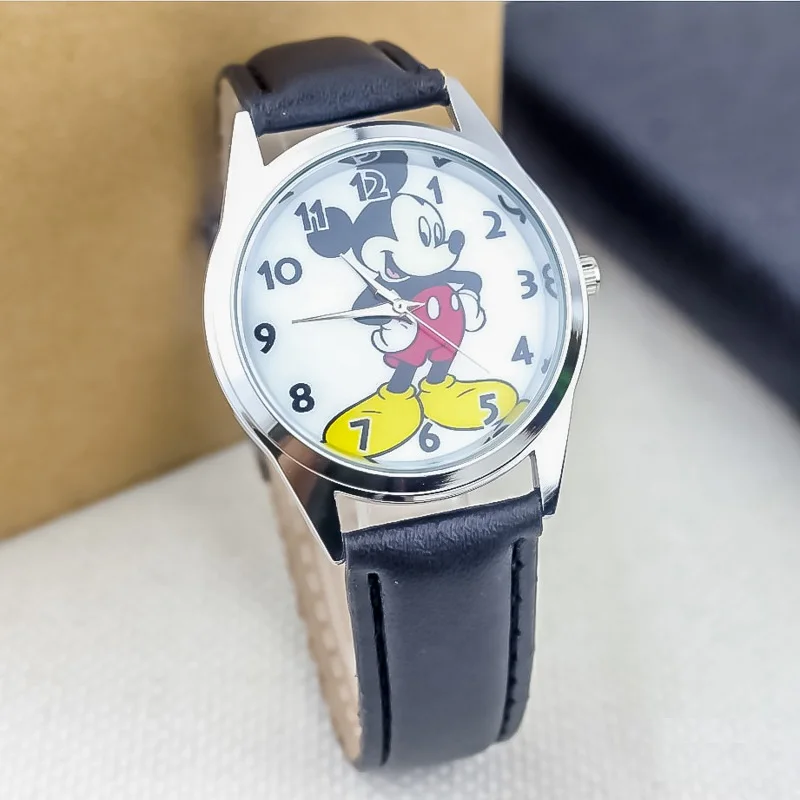 Disney Original Children Fashion Quartz Wristwatches Micky Minnie Mouse Cartoon Boy Girl Youth Student Kid Party Teenage  Clock