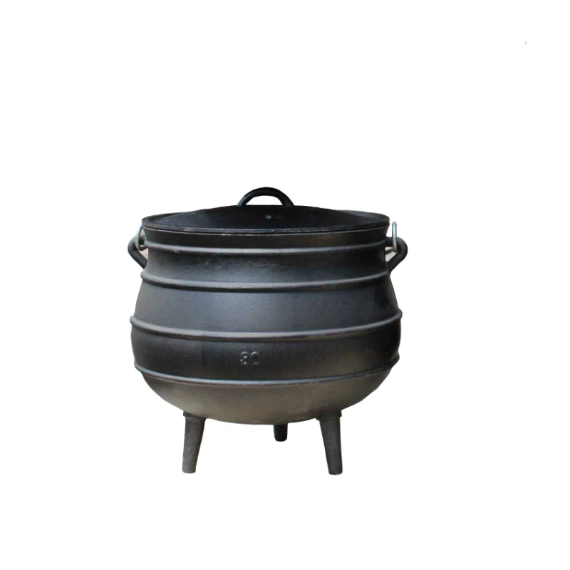 30# 86L Large Cast Iron South African Potjie Pot Three-legged Pot Eco Cauldron (suitable for large gatherings, wedding banquets