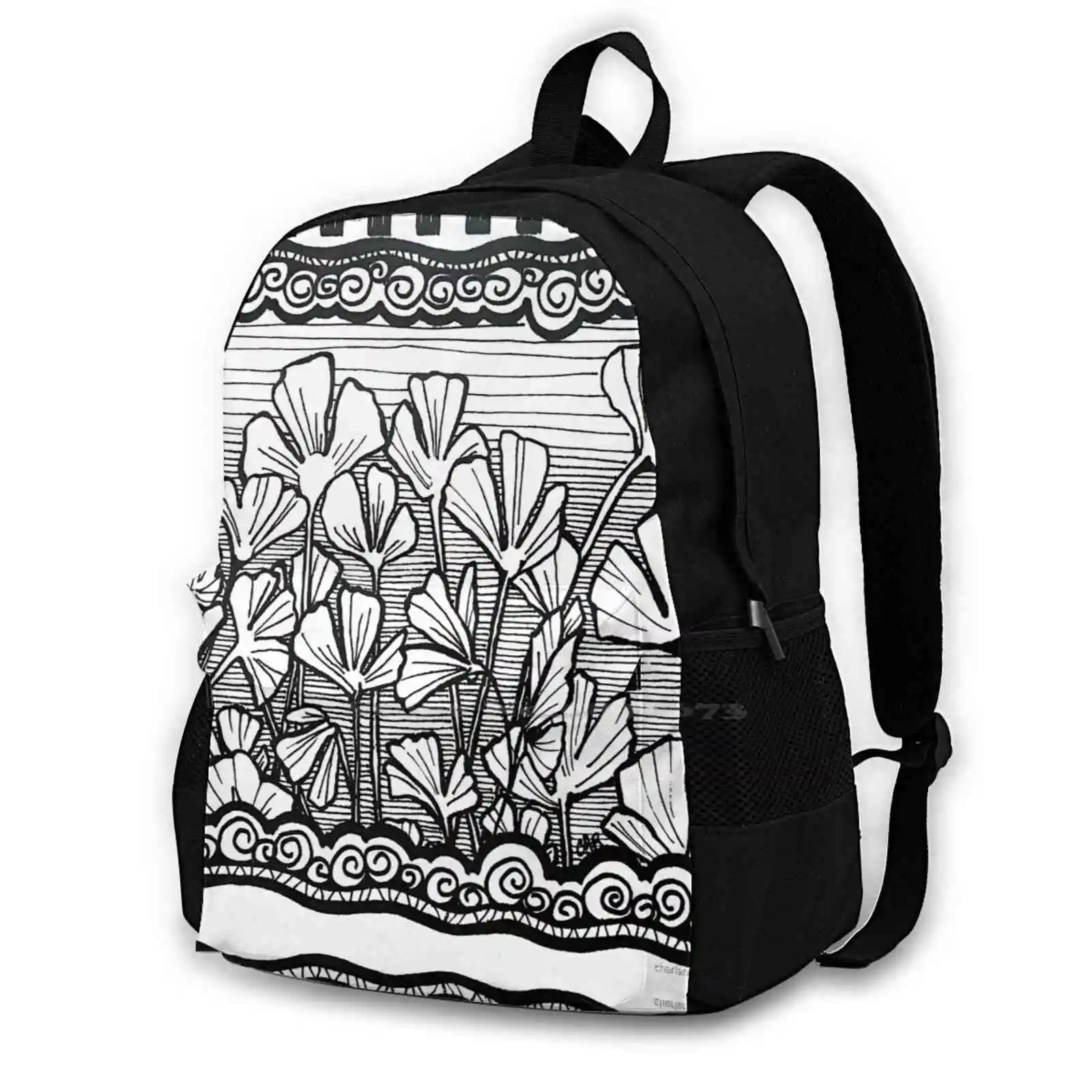 Ginko Garden New Arrivals Unisex Bags Casual Bag Backpack Charlene Ginko Leaves Black And White Wallets Laptop Tablet Skins