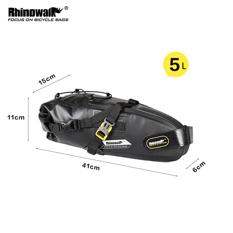 Rhinowalk 5L Bike Waterproof Bicycle Saddle Bag Reflective Large Capacity Foldable Tail Rear Bag Cycling MTB Trunk Pannier