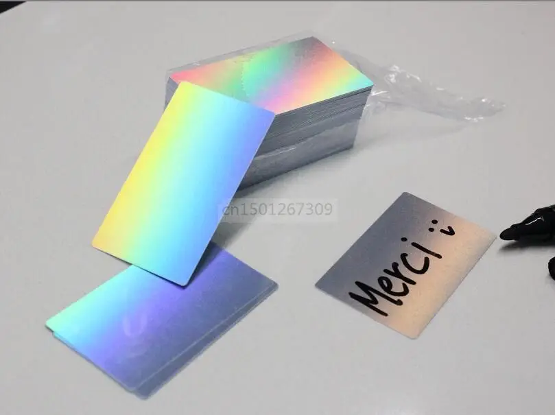 10Pcs Thickness 0.3mm Blank Holographic Silver Rainbow Color PVC Business ID Card Waterproof