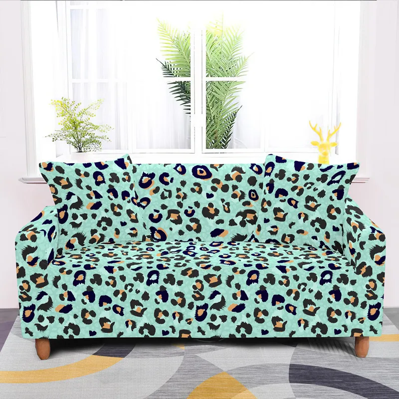 Dust-proof Universal Elastic Cover For Sofa L Shape 1/2/3/4-seats Stretch Leopard Print Slipcover Case Pillowcases Available