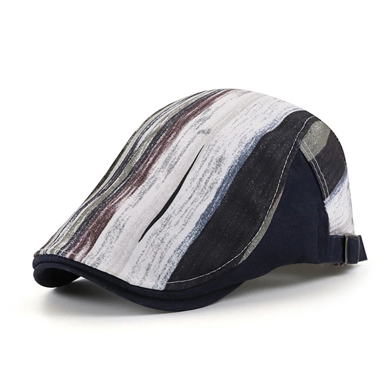 Color Stripes Berets Hat For Men Women\'s Newsboy Caps Golf Driving Cabbie Duckbill Flat Hat Spring Summer Visor Sun Cap Gorras