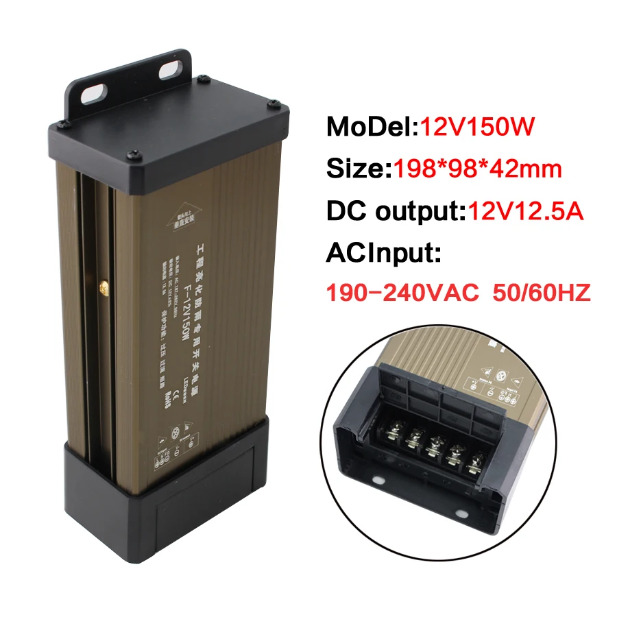 AC DC Transformer Rainproof Outdoor 220V 110V TO 5V 12V 24V AC TO DC LED Driver Power Supply 12 24Volt 5A 8.5A 12.5A 16A 20A 25A