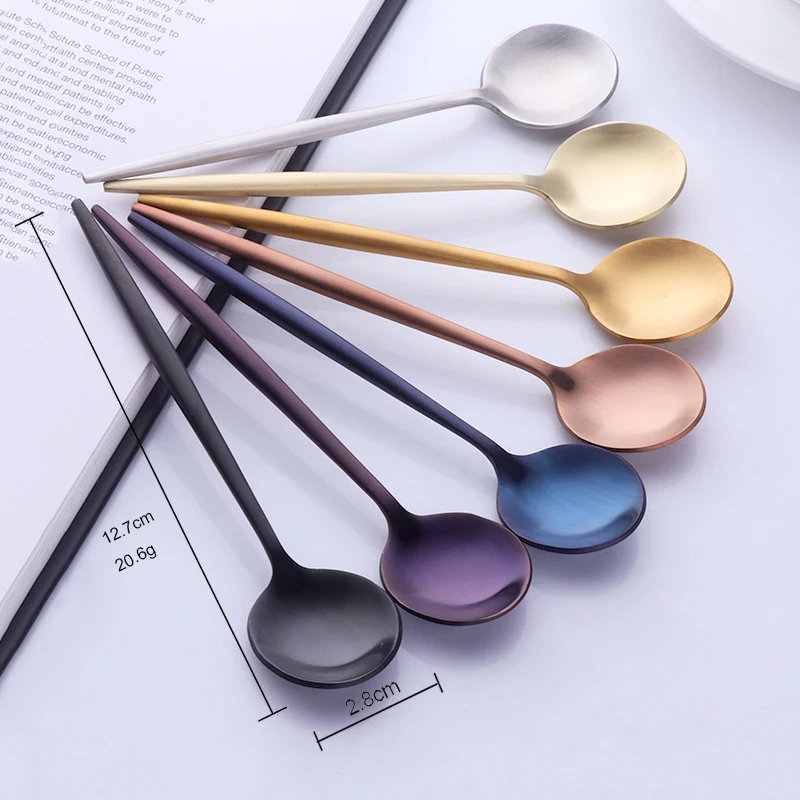 Small Coffee Spoon Stainless Steel Gold Milk Coffee Stirring Spoon For Coffee Bar Household Flavored Spoon Drinking Flatware