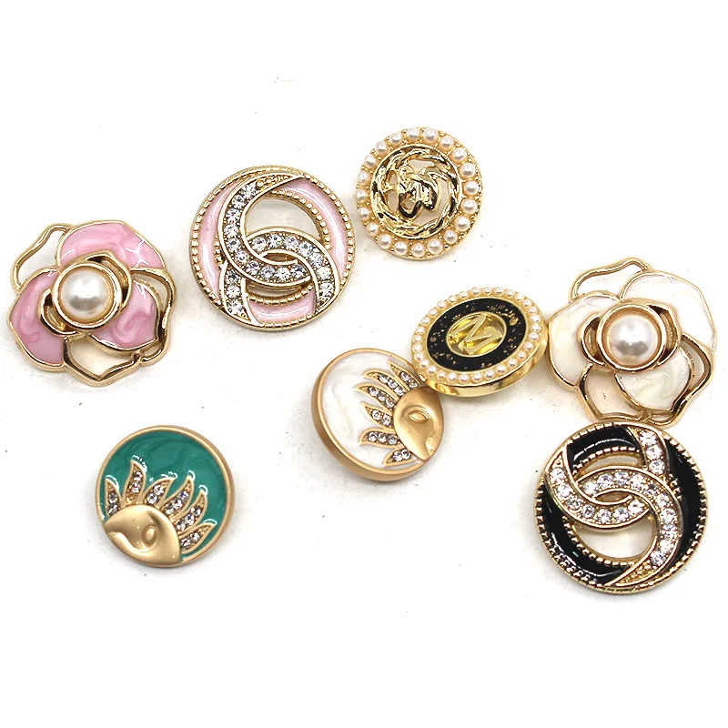 10Pcs/lot Metal Nickel-Free Various Shapes Fashion Buttons, Multiple Mixed Color Options