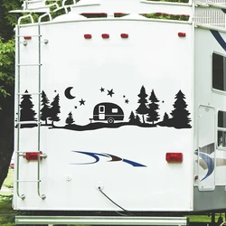 Large Camping Rv Starry Forest Mountain Car Wall Sticker Travel Camper Star Moon Tree Motorhome Decal Vinyl  Home Decor