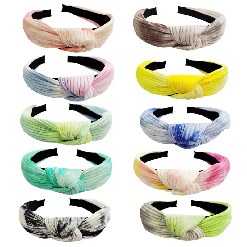 

Women's Cotton Tie Dye Striped Headbands Knotted Hairband for Women Hair Accessories Girl Hair Bands Stripe Head Wrap