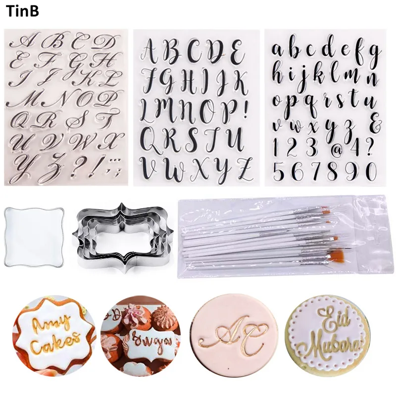 

Alphabet Fondant Cookie Stamp Silicone Mold Letters Biscuit Fondant Mold Baking Tools Cake Embosser Stamp Cake Decorating Tools