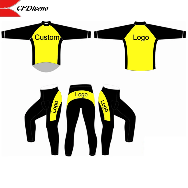 

Men's Custom Classic Cycling Jersey, Long Sleeves and Pants, Gel Pad