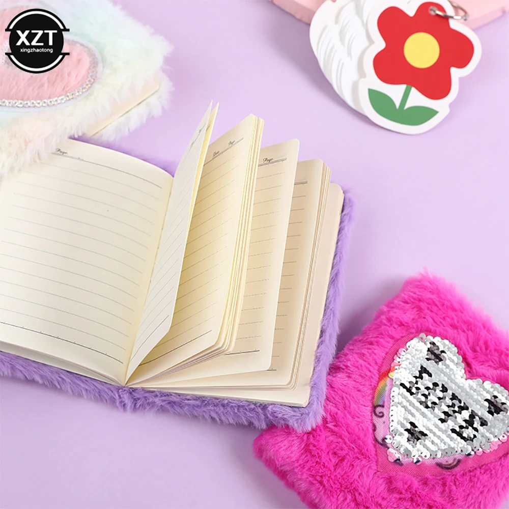 Planner Heart-shaped Notepad School Office Stationery Cartoon Colorful Unicorn Plush Notebook For Girls Kids Gifts Pocket Diary