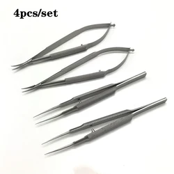 12.5cm scissors+Needle holders +tweezers stainless steel Ophthalmic microsurgical instruments surgical tools 4pcs/set