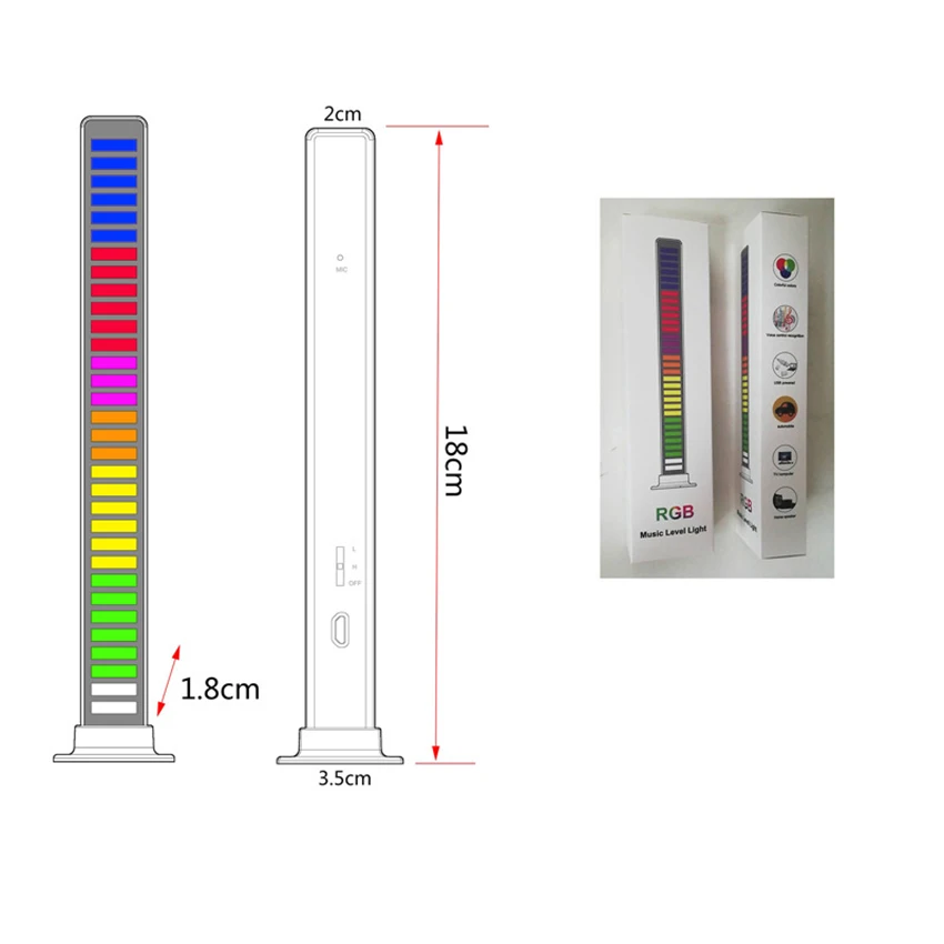 RGB Sound Control Car LED Light 32 LED Stereo Music Spectrum LED Light per camera da letto, Pickup Rhythm Music Car Interior Light