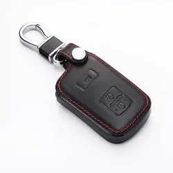 Leather Car Key Case ring For Toyota Tacoma Land Cruise 2016-2017 Smart Keyless Remote Fob Protect Cover Keychain Bag