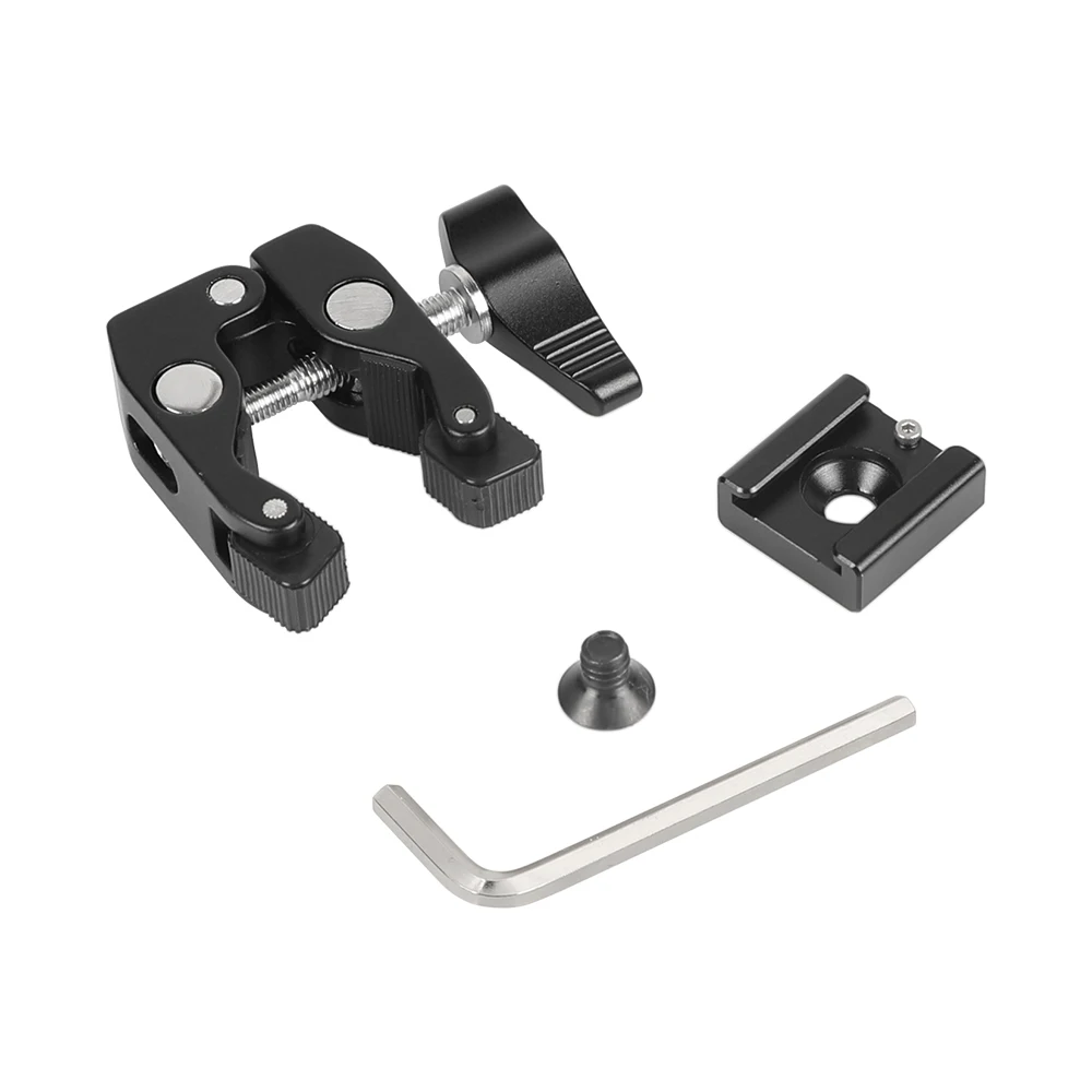 Clip per pinze a granchio Super Clamp Kayulin con adattatore per montaggio su slitta fredda con foro filettato da 1/4 "3/8" per accessorio per fotocamera DSLR