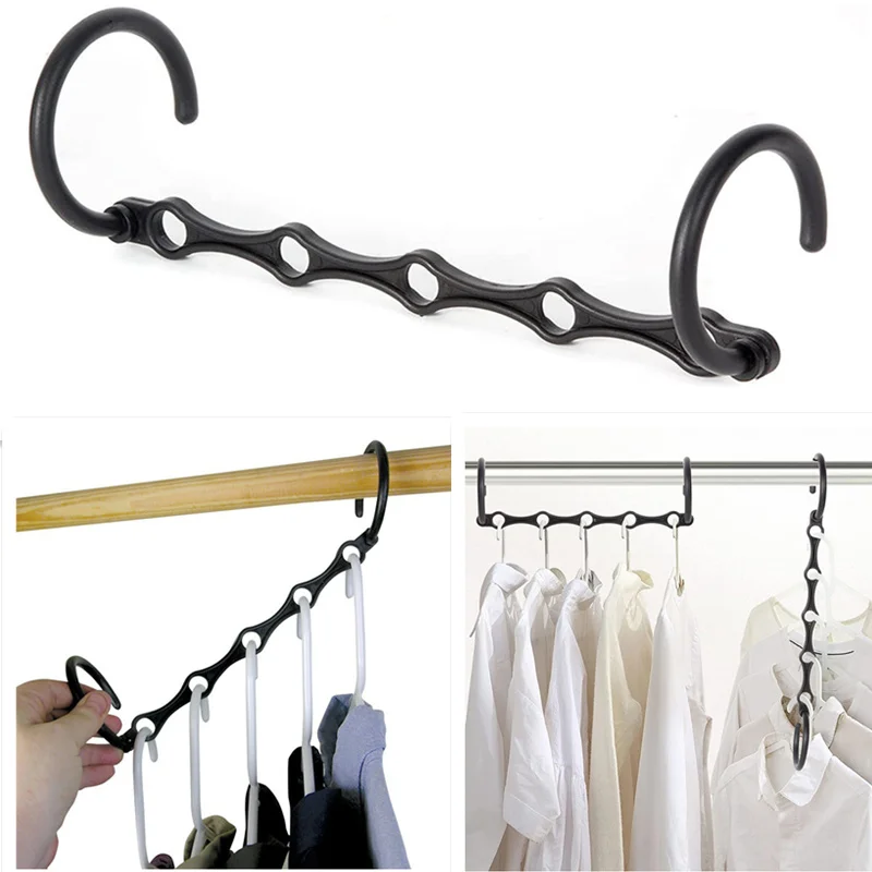 

5-hole Sturdy Multi-functional Space Saving Hangers, Magic Hangers Sturdy Plastic Closet Space Saver Closet Organizer