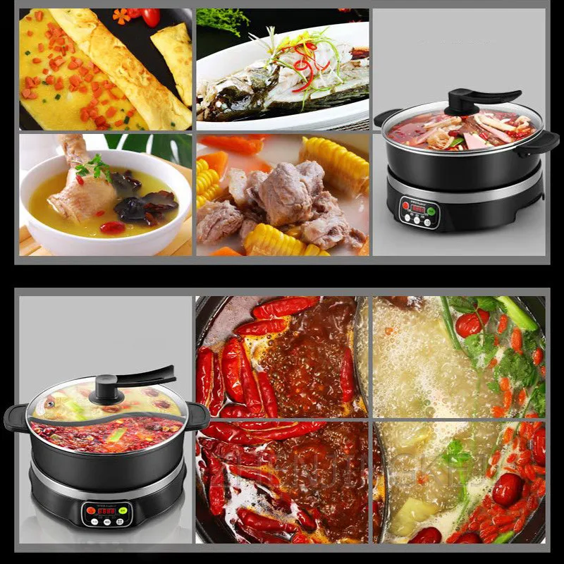 Household Electric Cooker Electric Hot Pot Split Type Mandarin Duck Pot 5L Double Gallbladder High-Power Electric Rice Cooker