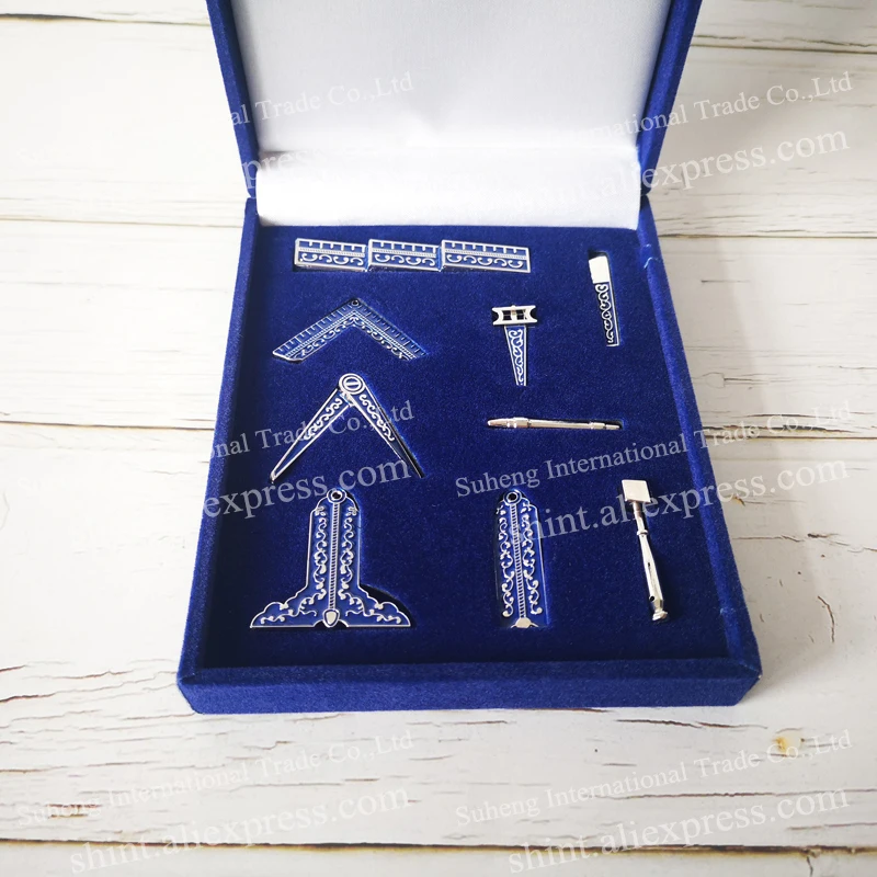 Masonic Miniature Working Tools one Set with blue  box Mason Freemason Gift 9 pieces commemorative for present