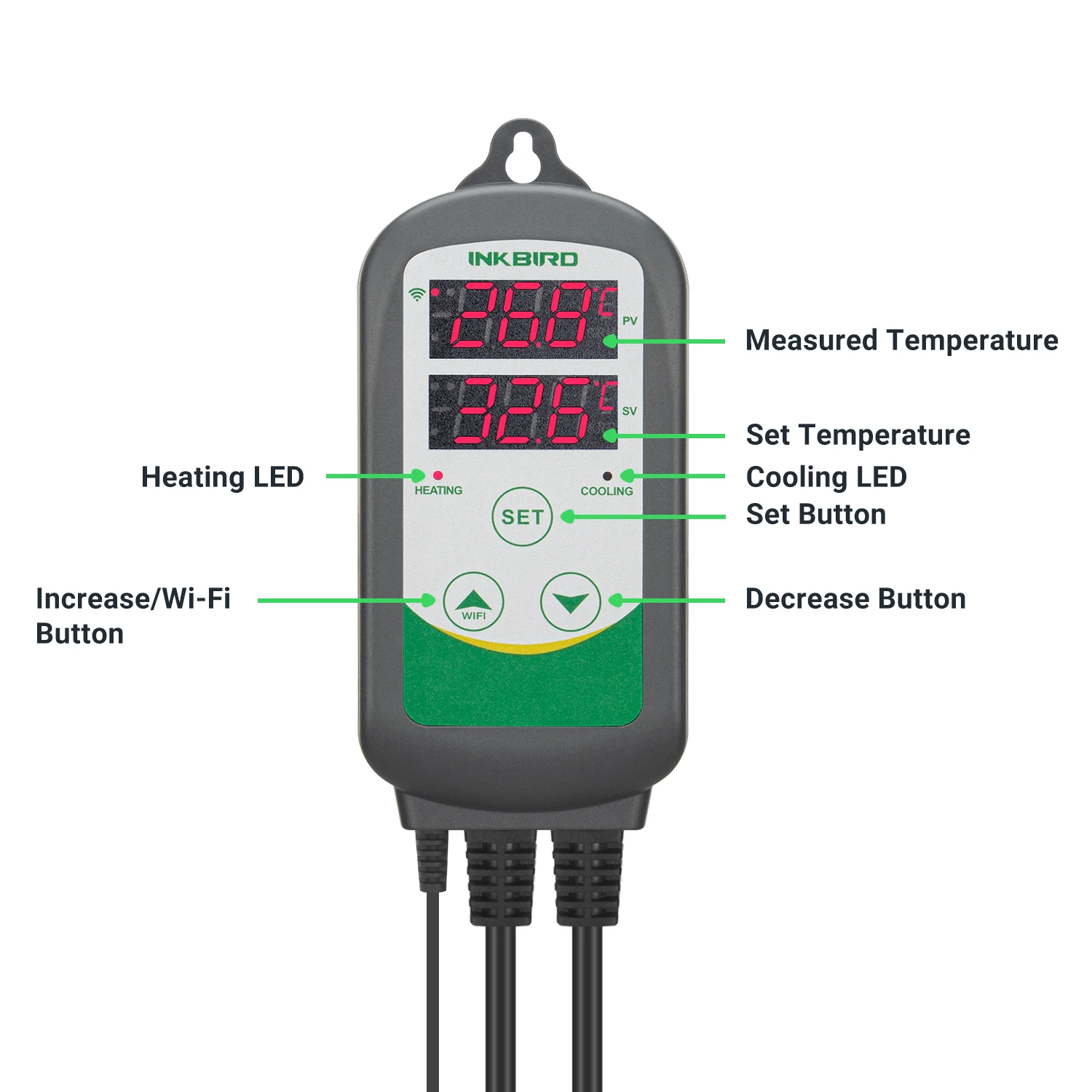 Imagem -03 - Inkbird-wifi Aquecimento e Resfriamento Controlador de Temperatura Inteligente Calibrável Outlet Termostato com Waterproof Aquarium Probe Itc308-wifi