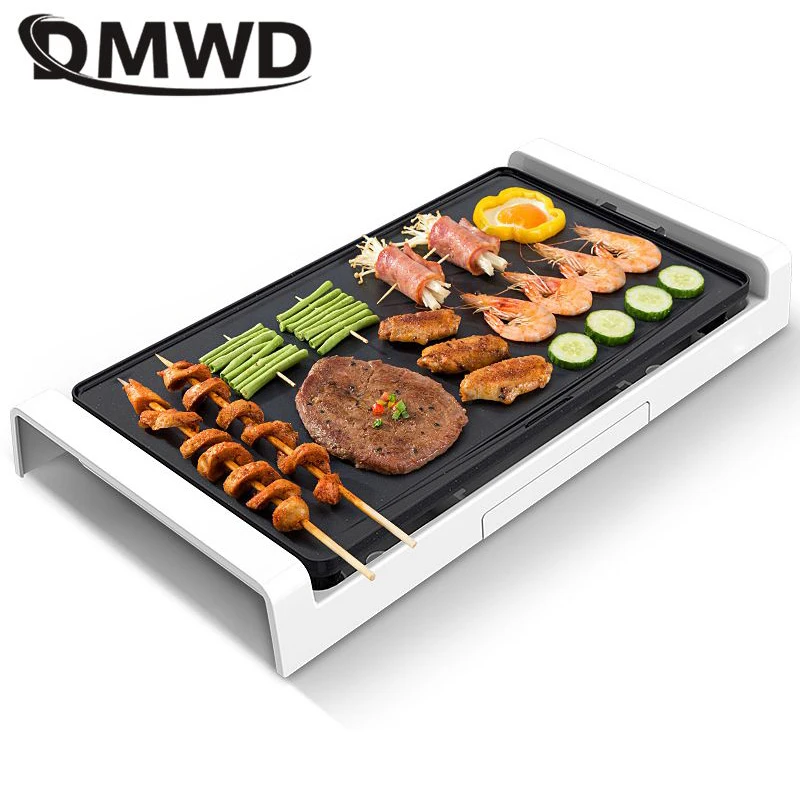 DMWD 1800W 220V Household Smokeless Barbecue Machine Non-stick Party Electric Roasting Pan BBQ Griddles For 2-8 People