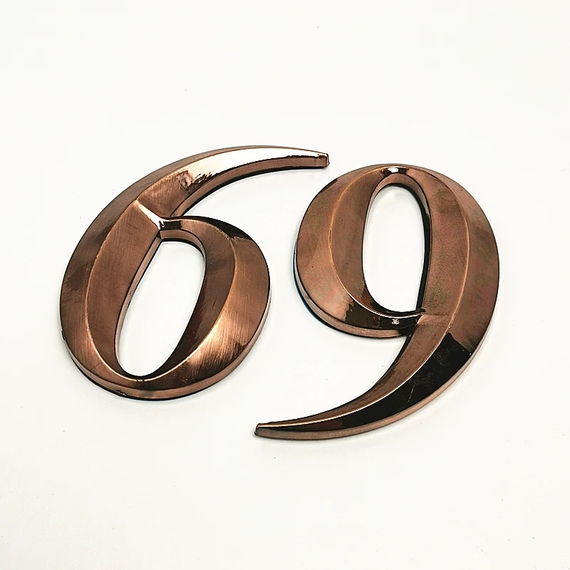 7CM 0-9 Modern House Door Number Label Stickers 3D Hotel Apartment Door Number ABS Plastic Red Copper Bronze Name Plate