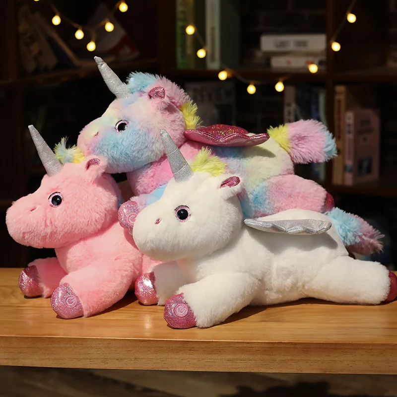 Peluche de unicornio electrónico de animales de peluche, juguete suave con luz LED, brillante, regalo de cumpleaños y Navidad