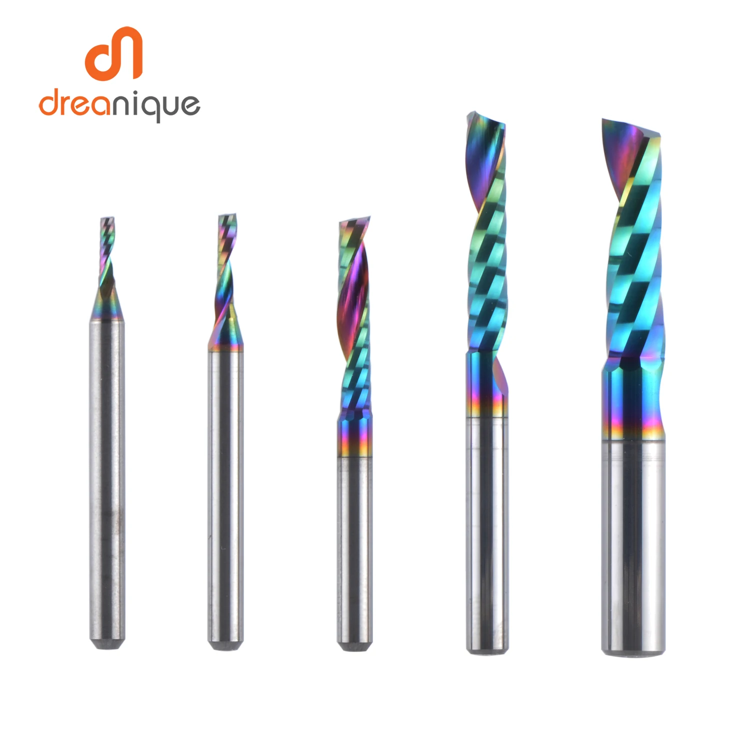 1pc AAAAA single flute Carbide spiral end mill 3.175 ,4 ,5 ,6 mm spiral aluminum mill CNC 3D engraving woodworking Acrylic DLC