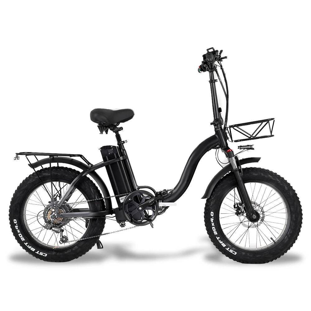 

Y20 Folding E-bike Snow Bike, 750W Motor, 48V 15A/17A Battery, 20 Inch Mountain Bike Fat Bike, Pedal Assist Bike with Basket