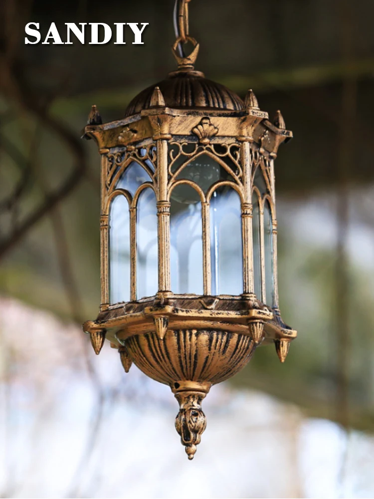 SANDIY lampe à suspension extérieure rétro suspension Vintage jardin Luminaria pour balcon hôtel Restaurant porche extérieur cour éclairage
