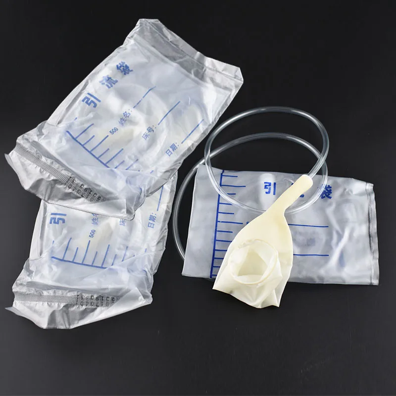 5P Medical Latex Sleeve Type Urine Bag Male Drainage Catheter Bag 1000ML Urine Collector Bag Holder Bed Incontinence Urinal Pee