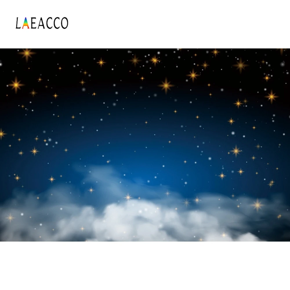 Laeacco Neugeborenen Kulissen Blauen Himmel Weiße Wolken Sterne Baby Dusche Geburtstag Fotografie Hintergründe Photo Für Foto Studio