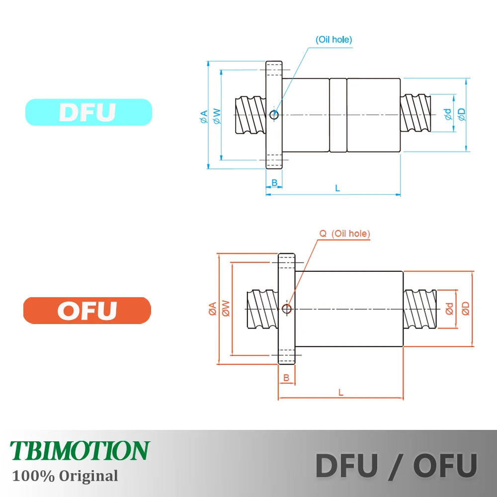 Imagem -03 - Tbi-anti Backlash Porcas Duplas de Alta Precisão Cnc Ballnut Dfur2005 Ofur2005 c3 c5 2005 mm Chumbo Novo 1000 mm