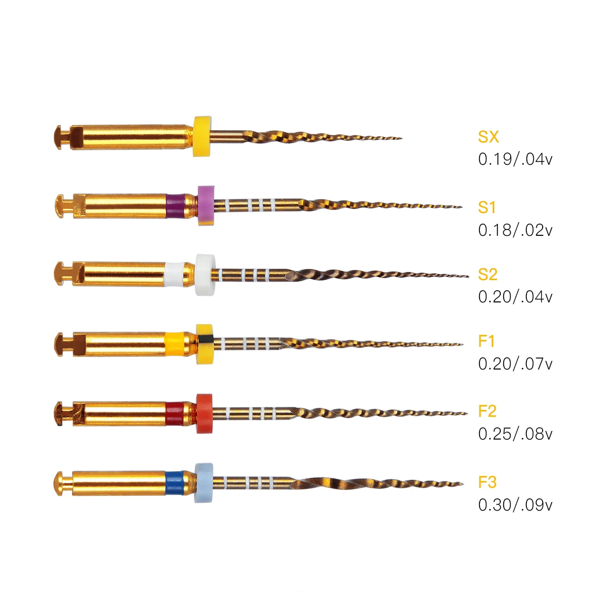 AZDENT 10 Packs Dental Endodontic Files Large Taper File Gold Taper NITI Rotary File Engine Use SX-F3 25mm Dental Lab Instrument