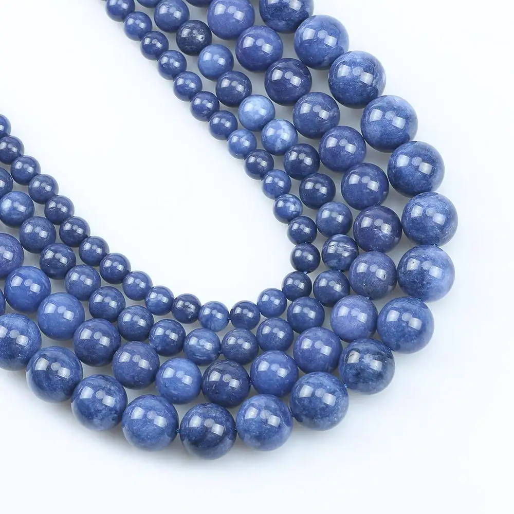 Blue Kyanite Stone Beads For Jewelry Making DIY Bracelet Necklace Round Loose Spacer Accessories Beads Strand 15\