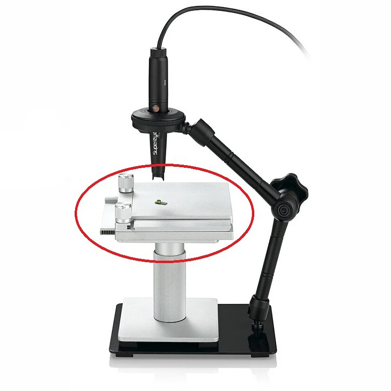 Adjustable Digital Microscope Holder Stereo Microscope Stage Precision Objective Slide Two-way Route Table 40 mm XY Plate