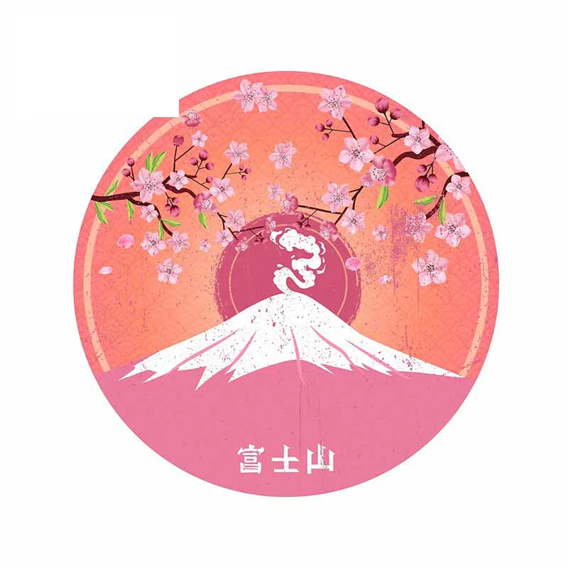 For View Mount Fuji Smoke In Japan Cartoon Waterproof Car Stickers Anime Decal Surfboard RV Decoration 13cm X 12.7cm