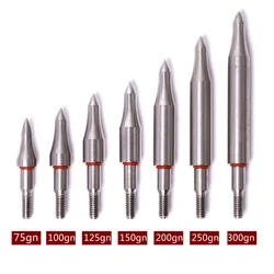 DIY 12pcs 75/100/125/150/200/250/300gns Stainless Steel Arrow Point Tip For ID6.2mm OD7.6/7.9mm Arrow Shaft Broadhead Arrow Head