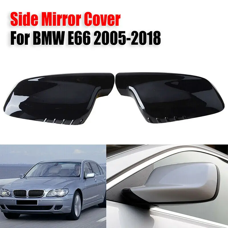 

1 Pair Car RearView Mirror Rear View Cover Cap For BMW E46 51167074236 51167074235 Gloss Black Cover