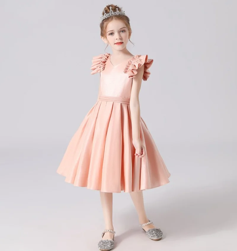 DIDEYTTAWL Short Flower Girl Dresses For Wedding Satin Sleeveless Formal Princess Dress Kids Birthday Party Pageant Gowns