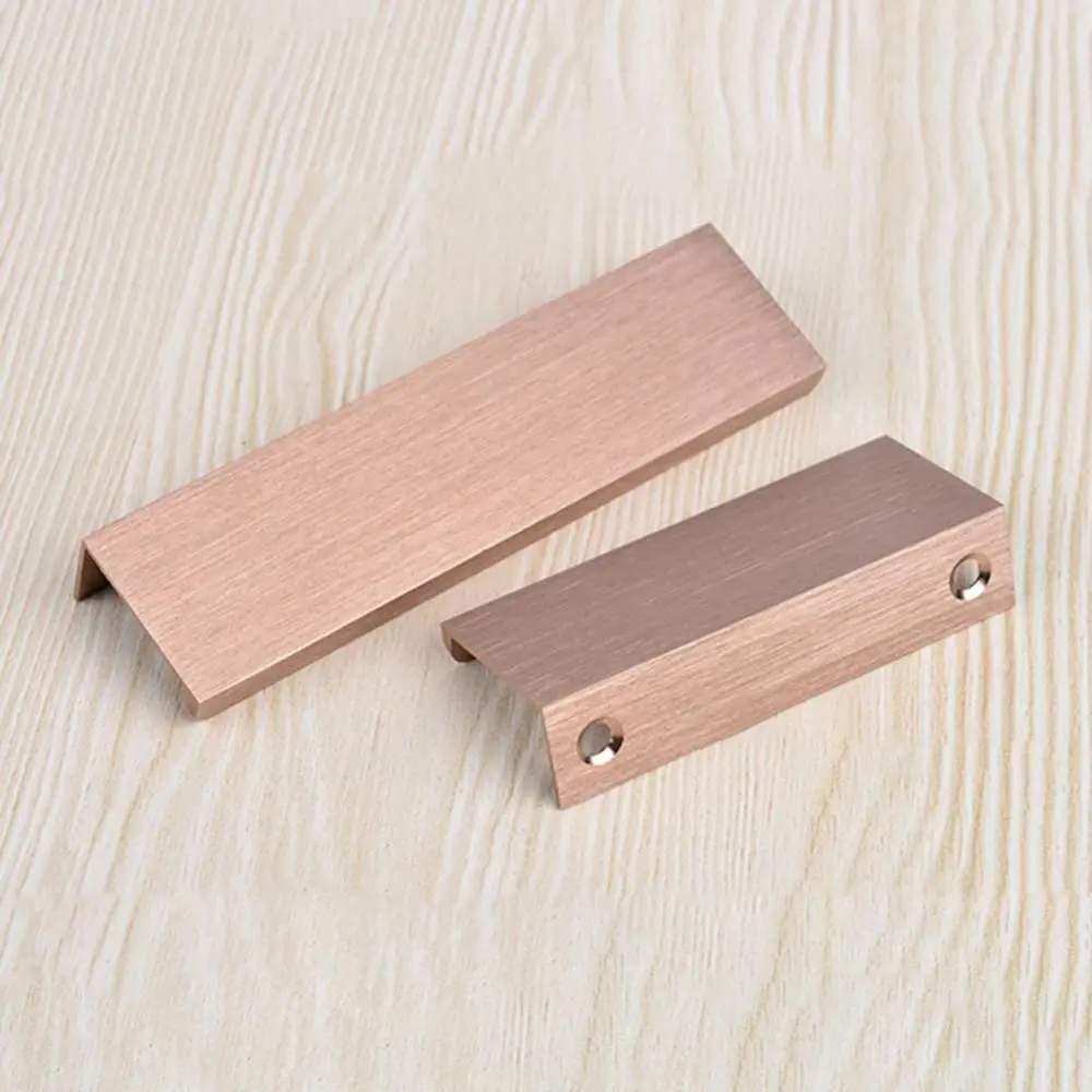 New Novelty Gold/Champagne Hidden Cabinet Pulls Furniture Handles Kitchen Door Handle Copper Drawer Pull Knobs Cupboard Handle