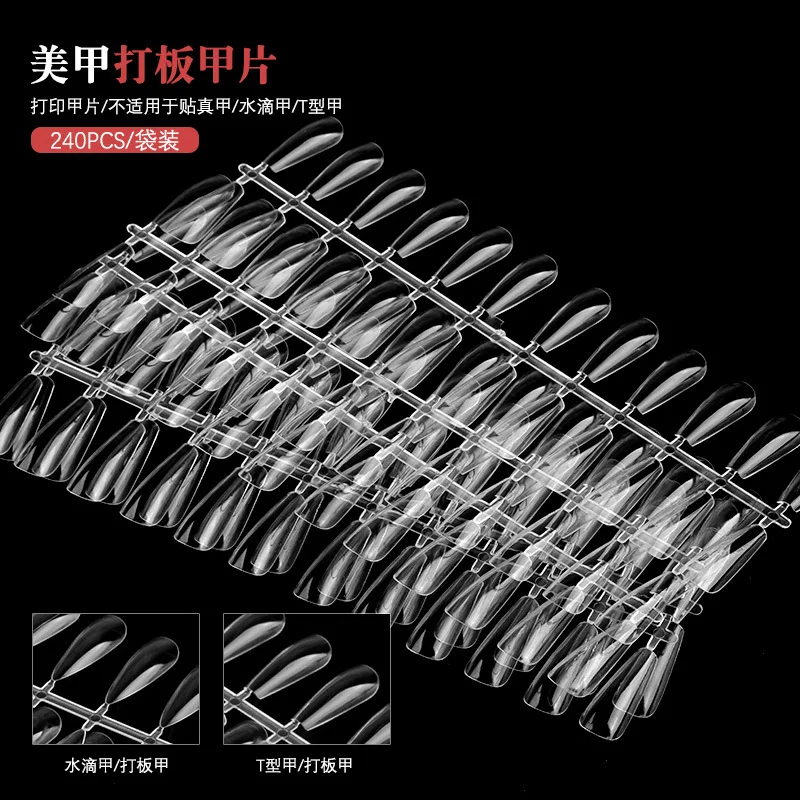 Picture 4: 240PCS Nail Display Tips, Clear Fake Acrylic Nail Tips for Practice Foldable Flat-Back Pointed False Nail Art Display,Y7676-6778