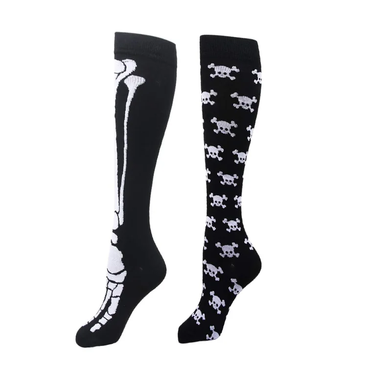 Sports Compression Socks for Women & Men,15-20 mmHg Nursing Athletic Travel Flight Socks Shin Splints Knee High Skull Stockings