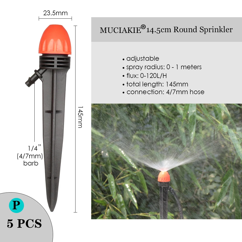MUCIAKIE odmienny styl regulowany nawadnianie zraszacz ogród emitery stawka kroplownik mikro Spray obrotowy dysza podlewanie strzałka