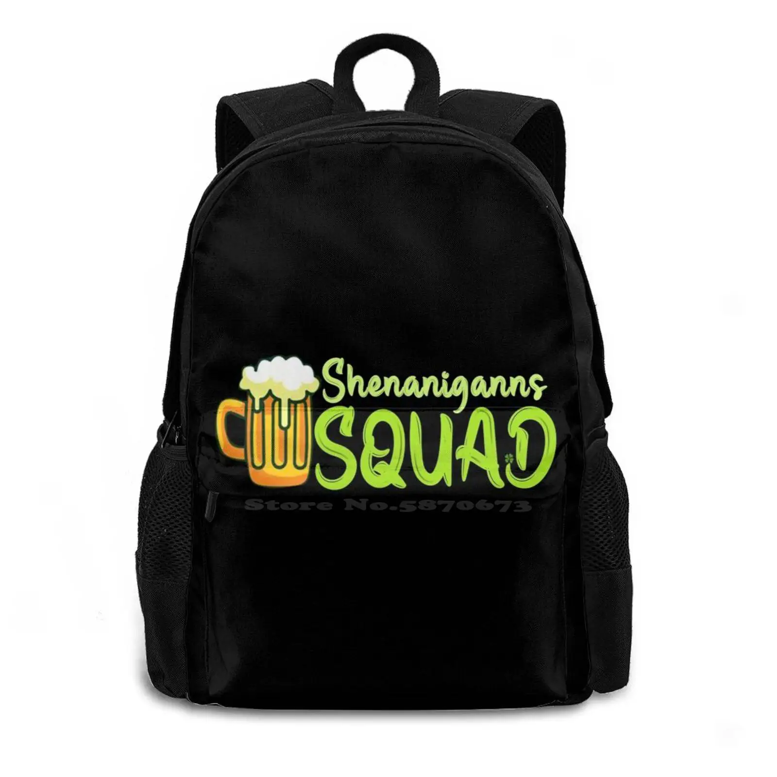 Shenanigans Squad , Day Cute Gift Hot Sale Schoolbag Backpack Fashion Bags Shenanigans Squad Irish Shamrock Funny St Paddys Day