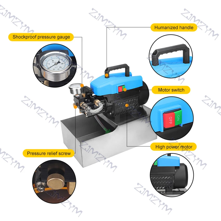 1500W 2.5Mpa 1.2Mpa Điện Kiểm Tra Áp Suất Bơm 180L/H Thử Nghiệm Bơm Đường Ống Dẫn Kiểm Tra Áp Suất Thiết Bị Kiểm Tra 12Kg 25Kg 220V