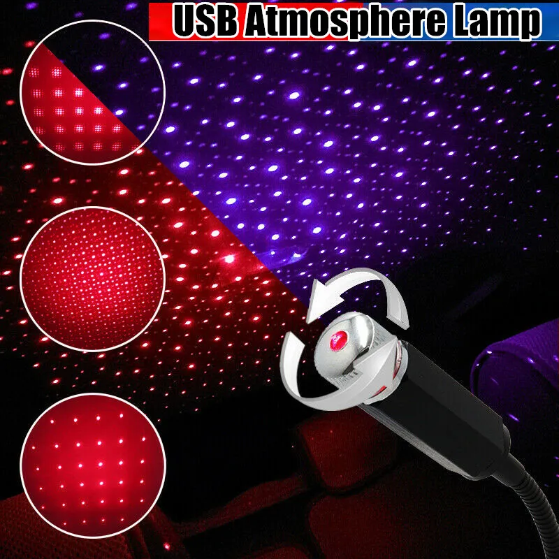 1 Pcs LED Atmosphere Car Roof Star Night Lights Projector Light Interior Ambient Night Starry Sky USB LED Decorative Lights