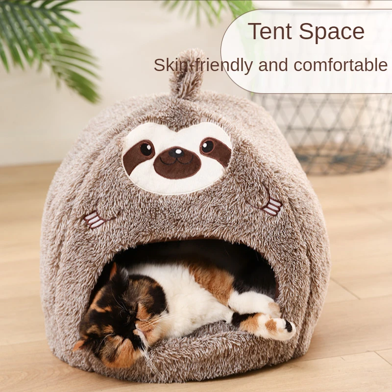 WICK AND HIS PETS Sloth-shaped Pet Nest Cushion Round Dog Nest Cushion Yurt Cat Nest