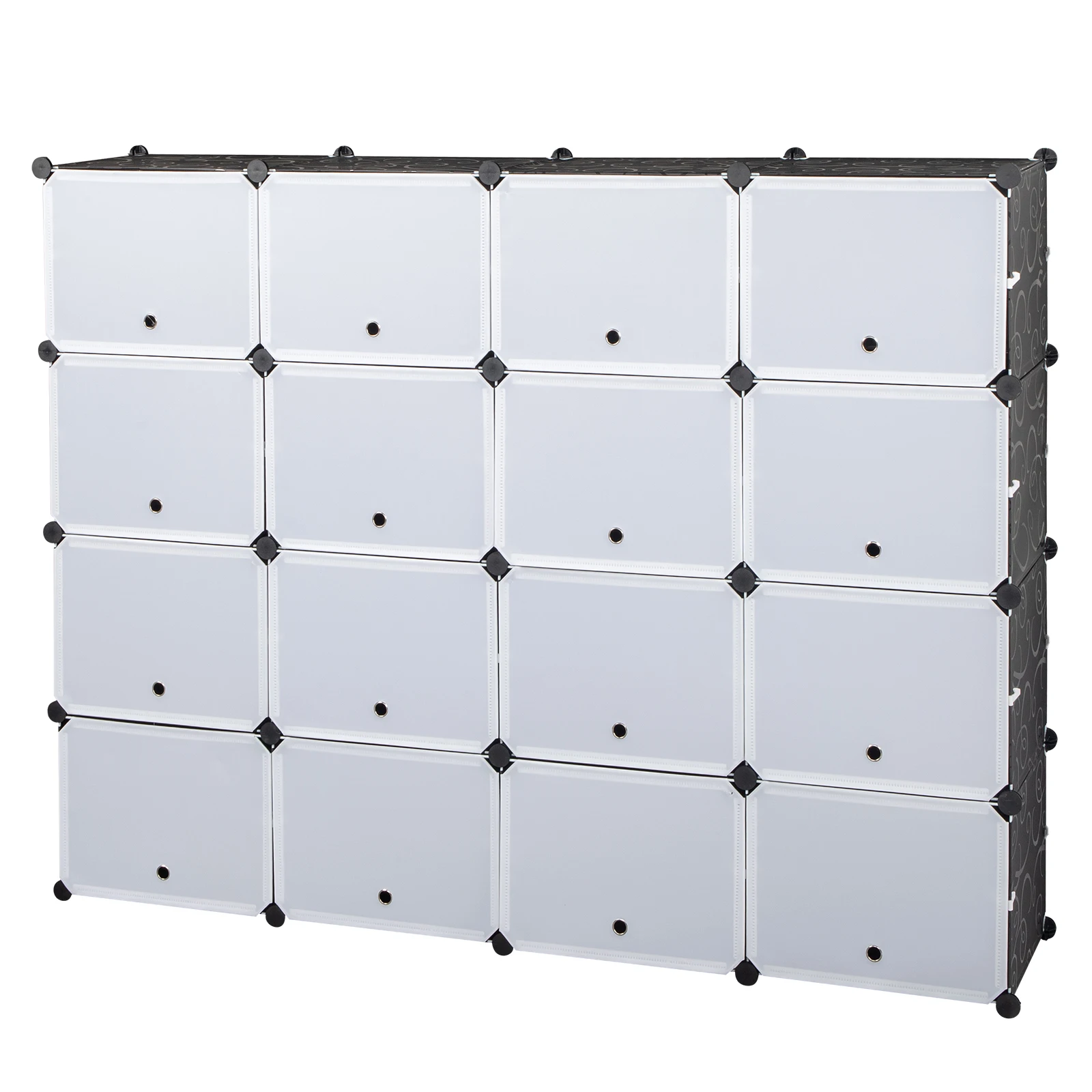 8-Tier 32 Grids Tower Shelf Portable 64 Pair Shoe Rack Organizer Storage Cabinet Stand Expandable for Heels Boots Slippers Black